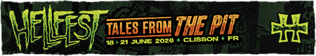 Promotional banner for Hellfest 2026 featuring the festival dates and location.
