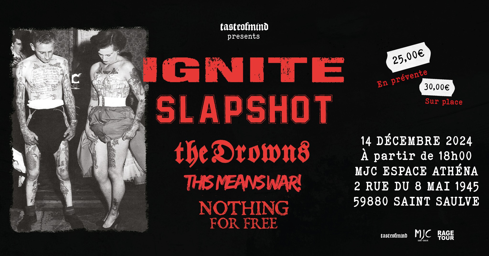 Live-report: Ignite, Slapshot, The Drowns, This means war, Nothing for free – MJC Athena, St Saulve – 14/12/24